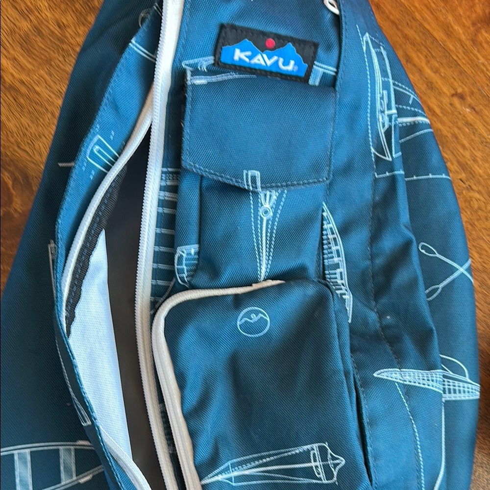KAVU Blue Sling Bag with White Accents